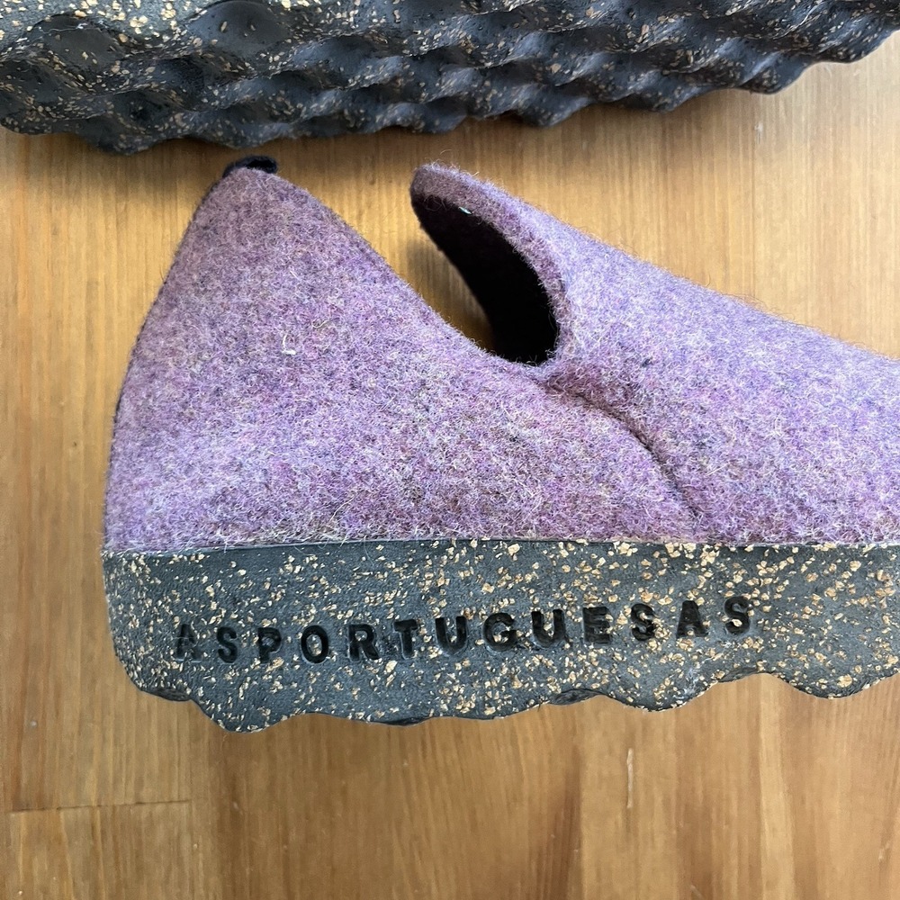Asportuguesas Women's City Purple Slip On Wool Shoes Size 38 US 7-7.5 Cork Sole - Picture 4 of 11